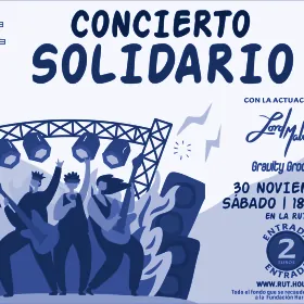 Cartel del concierto solidario celebrado en la RUT, en duotono azul de archivo