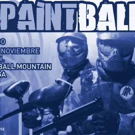 Cartel de la partida de paintball de la RUT, en duotono azul de archivo